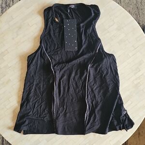 Terez x Peloton Black Racerback Workout Tank with Contrast Stitching